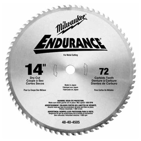 Milwaukee Tool MilwaukeeÂ® 14 in. Circular Saw Metal Cutting 72 Teeth Blade ATB 48-40-4505